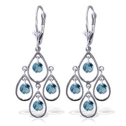 Genuine 2.4 ctw Blue Topaz Earrings Jewelry 14KT White Gold - REF-54N9R