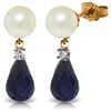 Genuine 8.7 ctw Pearl, Sapphire & Diamond Earrings Jewelry 14KT Rose Gold - REF-27R6P