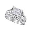 1.5 CTW Princess Diamond Square Halo Bridal Engagement Ring 14KT White Gold - REF-172X4Y