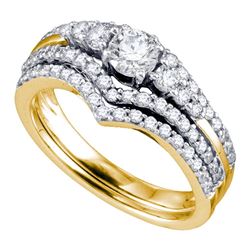 1 CTW Diamond Chevron Bridal Wedding Engagement Ring 14KT Yellow Gold - REF-127N4F
