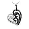 Image 1 : 0.65 CTW Black Color Diamond Heart Pendant 10KT White Gold - REF-26H9M