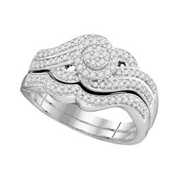 0.45 CTW Diamond Cluster Bridal Engagement Ring 10KT White Gold - REF-49N5F