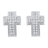 Image 1 : 0.15 CTW Diamond Cross Stud Earrings 10KT White Gold - REF-14M9H