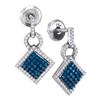 Image 1 : 0.50 CTW Blue Color Diamond Square Dangle Earrings 10KT White Gold - REF-26M9H