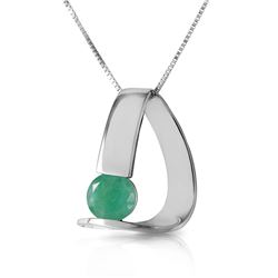 Genuine 1.65 ctw Emerald Necklace Jewelry 14KT White Gold - REF-32R8P