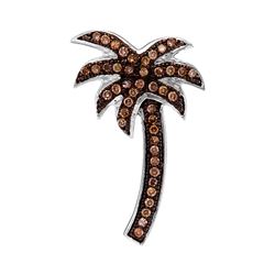 0.25 CTW Cognac-brown Color Diamond Palm Tree Nautical Pendant 10KT White Gold - REF-16H4M