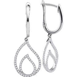 0.33 CTW Diamond Double Nested Teardrop Dangle Earrings 10KT White Gold - REF-36W2K