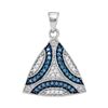 Image 1 : 0.33 CTW Blue Color Diamond Triangle Cluster Pendant 10KT White Gold - REF-18K2W