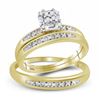 Image 1 : 0.10 CTW His & Hers Diamond Cluster Matching Bridal Ring 10KT Yellow Gold - REF-26X9Y