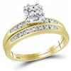 Image 2 : 0.10 CTW His & Hers Diamond Cluster Matching Bridal Ring 10KT Yellow Gold - REF-26X9Y