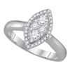 0.50 CTW Diamond Cluster Halo Bridal Wedding Engagement Ring 14k White Gold - REF-81W2K