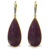 Image 1 : Genuine 40.15 ctw Ruby & Diamond Earrings Jewelry 14KT Yellow Gold - REF-130Z3N