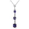 Genuine 1.25 ctw Tanzanite Necklace Jewelry 14KT White Gold - REF-36H8X