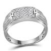0.35 CTW Mens Pave-set Diamond Rectangle Cluster Ring 10KT White Gold - REF-37M5H