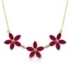 Image 1 : Genuine 5 ctw Ruby Necklace Jewelry 14KT Yellow Gold - REF-86M3T