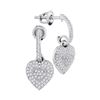 0.33 CTW Diamond Heart Love Dangle Earrings 10KT White Gold - REF-34Y4X