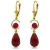 Image 1 : Genuine 18.6 ctw Ruby Earrings Jewelry 14KT Yellow Gold - REF-49Z2N