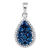 Image 1 : 0.81 CTW Blue Color Diamond Teardrop Cluster Pendant 10KT White Gold - REF-32K9W