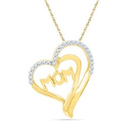 0.16 CTW Diamond Heart Love Pendant 10KT Yellow Gold - REF-18X2Y