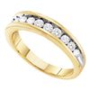 Image 1 : 0.50 CTW Channel-Set Diamond 2-Tone Anniversary Ring 10KT Yellow Gold - REF-32F9N