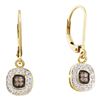 0.24 CTW Cognac-brown Color Diamond Dangle Earrings 14KT Yellow Gold - REF-30N2F