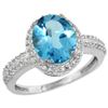 Natural 2.56 ctw Swiss-blue-topaz & Diamond Engagement Ring 10K White Gold - REF-32K7R