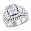 2.99 CTW Princess Diamond Cluster Bridal Engagement Ring 14KT White Gold - REF-344X9Y
