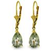 Genuine 2.5 ctw Green Amethyst Earrings Jewelry 14KT Yellow Gold - REF-28K8V