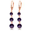 Genuine 7.2 ctw Amethyst Earrings Jewelry 14KT Rose Gold - REF-42Y6F