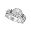 Image 1 : 1 CTW Diamond Bridal Wedding Engagement Ring 14KT White Gold - REF-149W9K