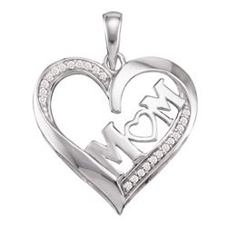 0.08 CTW Diamond Mom Mother Pendant 10KT White Gold - REF-10Y5X