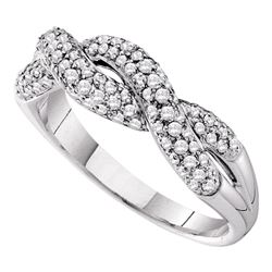 0.50 CTW Diamond Woven Crossover Ring 14KT White Gold - REF-64F4N
