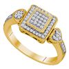 Image 1 : 0.20 CTW Diamond Square Cluster Diamond Ring 10KT Yellow Gold - REF-24F2N