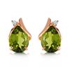 Image 1 : Genuine 4.26 ctw Peridot & Diamond Earrings Jewelry 14KT Rose Gold - REF-46K2V