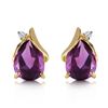 Genuine 3.16 ctw Amethyst & Diamond Earrings Jewelry 14KT Yellow Gold - REF-45H2X