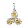 0.40 CTW Yellow Color Diamond Trefoil Cluster Pendant 10KT White Gold - REF-30H2M