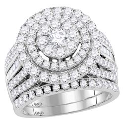 3.12 CTW Diamond Cluster Bridal Engagement Ring 14KT White Gold - REF-254M9H