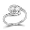 0.58 CTW Diamond 2-stone Hearts Together Bridal Ring 10KT White Gold - REF-55F5N
