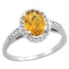 Image 1 : Natural 1.3 ctw Whisky-quartz & Diamond Engagement Ring 10K White Gold - REF-25K5R