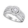 1.02 CTW Diamond Solitaire Halo Strand Bridal Engagement Ring 14KT White Gold - REF-127N4F