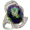 Natural 11.23 ctw mystic-topaz & Diamond Engagement Ring 14K White Gold - REF-104H5W