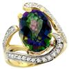 Natural 6.22 ctw mystic-topaz & Diamond Engagement Ring 14K Yellow Gold - REF-134A9V