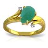 Genuine 1.01 ctw Emerald & Diamond Ring Jewelry 14KT Yellow Gold - REF-56N2R