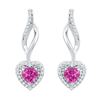 0.76 CTW Created Amethyst Heart Drop Earrings 10KT White Gold - REF-18X2Y