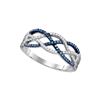0.25 CTW Blue Color Diamond Woven Strand Ring 10KT White Gold - REF-25N4F