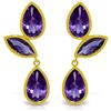 Genuine 13 ctw Amethyst Earrings Jewelry 14KT Yellow Gold - REF-58P7H