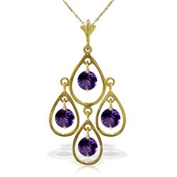 Genuine 1.20 ctw Amethyst Necklace Jewelry 14KT Yellow Gold - REF-30R7P