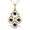 Genuine 1.20 ctw Amethyst Necklace Jewelry 14KT Yellow Gold - REF-30R7P