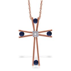 Genuine 0.53 ctw Sapphire & Diamond Necklace Jewelry 14KT Rose Gold - REF-79T4A