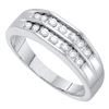 Image 1 : 0.51 CTW Mens Diamond Double Row Flat Surface Wedding Ring 10KT White Gold - REF-49N5F